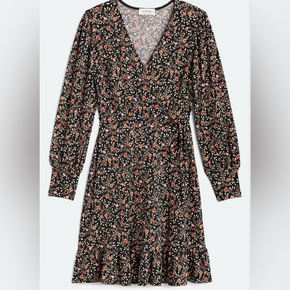 KALEIGH | Pamela Knit Faux Wrap Dress | Black | 2X